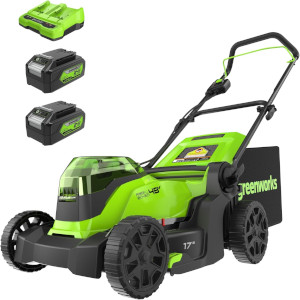 Greenworks 17 Inch Brushless Cordless Lawn Mower 4 Ah Battery