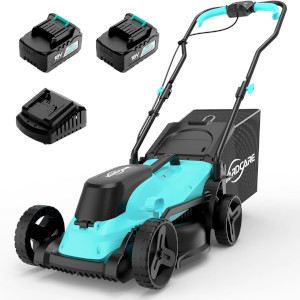 YARDCARE 13 Inch Brushless Cordless Lawn Mower 4 Ah Battery